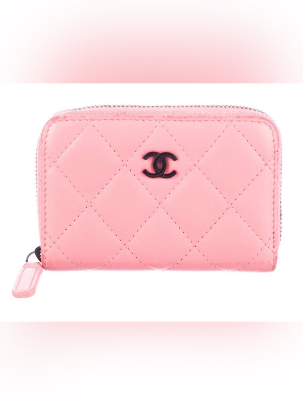 Chanel Pink Quilted Zip Card Wallet 2024 Classic